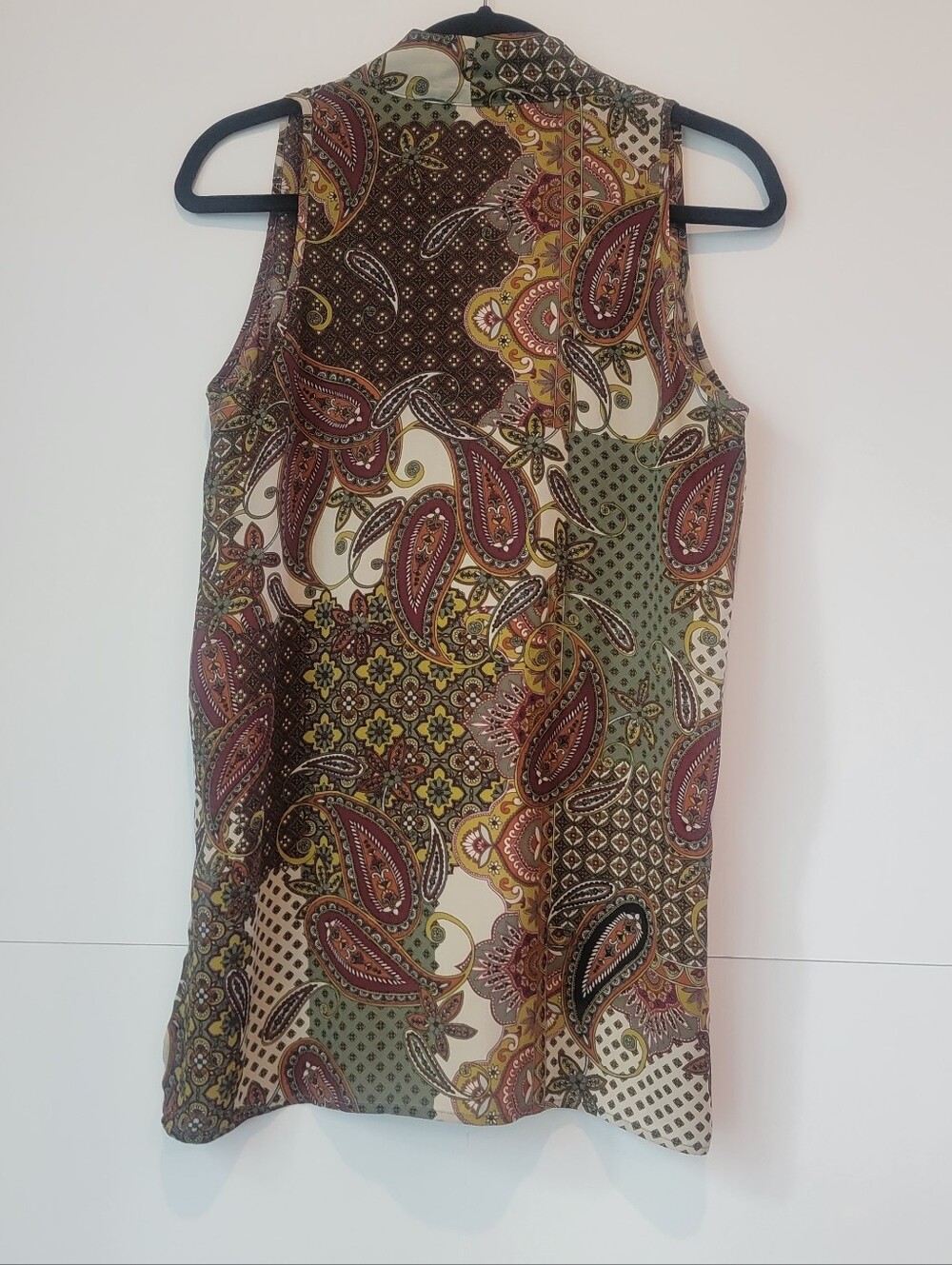 Floral & Ivy Paisley Sleeveless Patchwork Duster Vest S - Picture 2 of 7